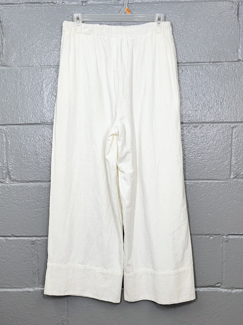 Women's Wide Leg Drawstring Pants in Ivory - Picture 2 of 6